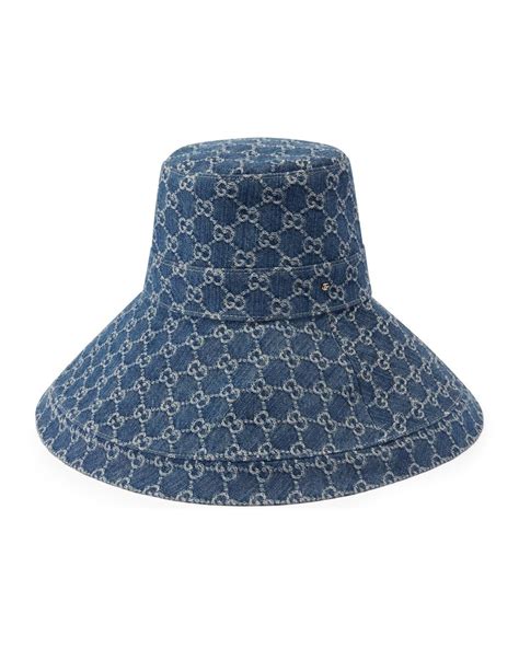 gucci denim wide brim hat|Gucci women bucket hat.